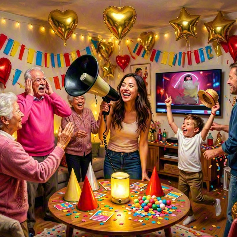 Fiesta familiar con karaoke en casa