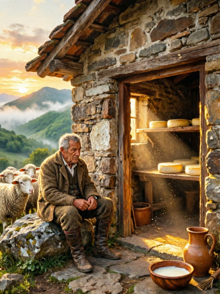 Viejo queso manchego en una bodega tradicional