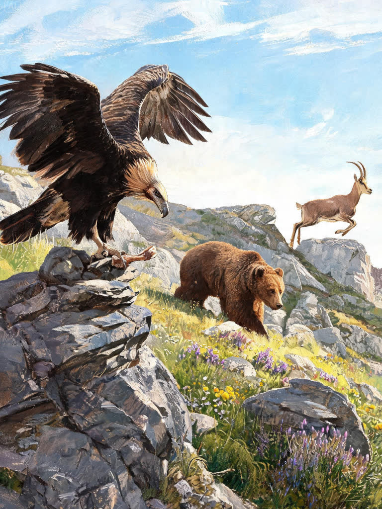 Animales de los Pirineos: quebrantahuesos y oso pardo