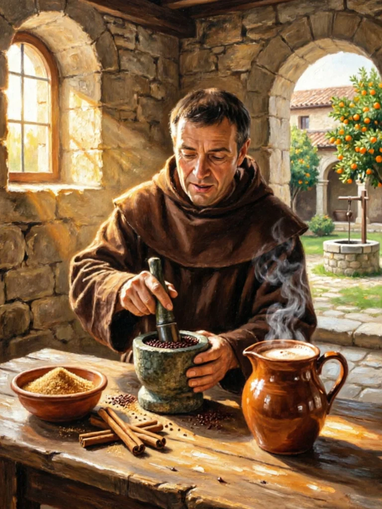 Taza de chocolate caliente con canela, preparación tradicional española